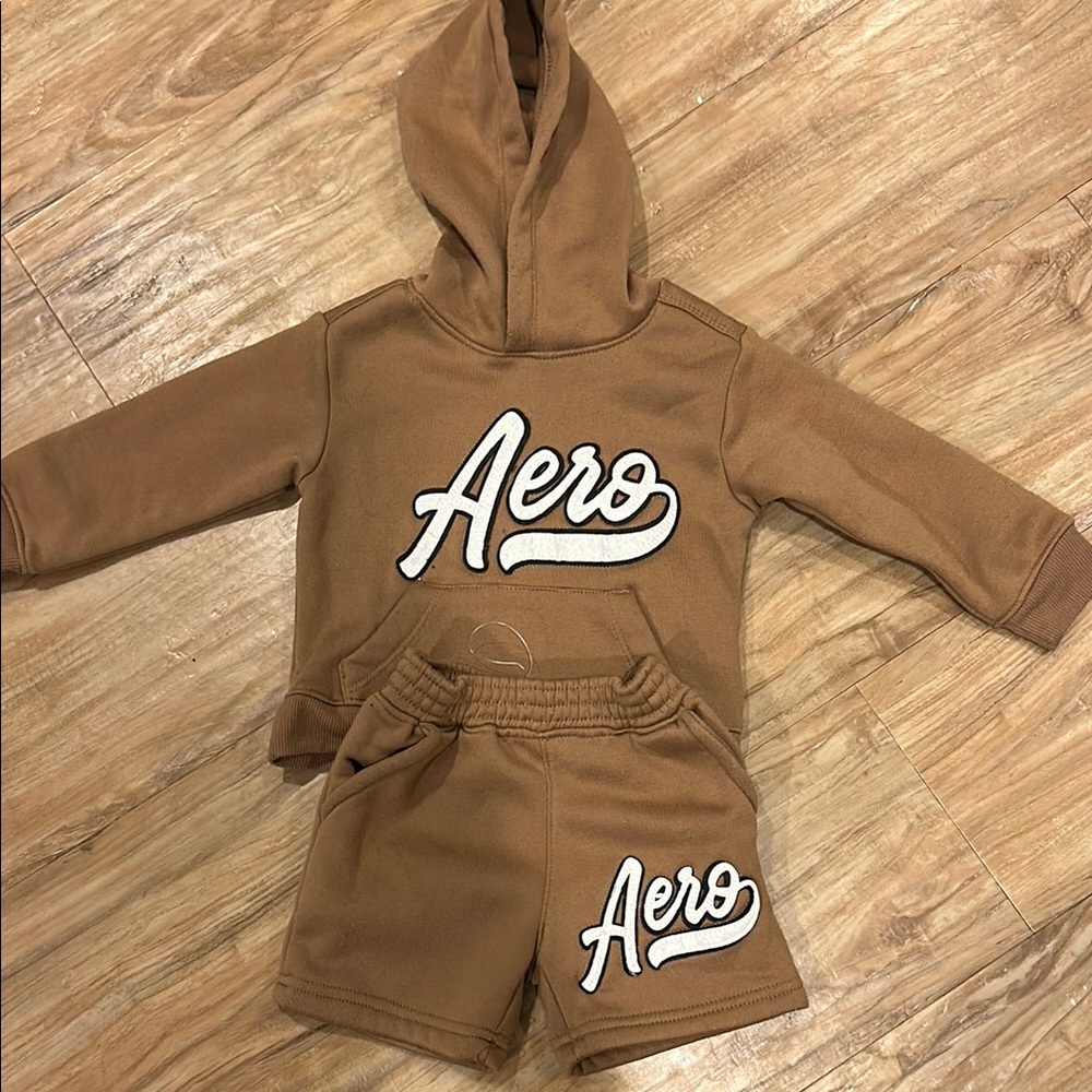 Brown Aero Hoodie and Shorts Set